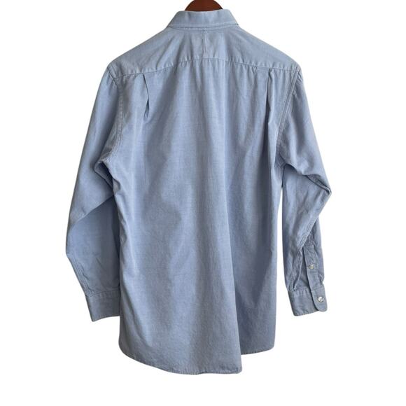 Cricketeer Mens Shirt Blue 15 32 Twill Cotton Button Up Preppy Office Travel - Picture 3 of 10